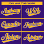 Custom Purple Gold Full-Snap Varsity Raglan Sleeves Letterman Baseball Jacket