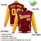 Custom Crimson Gold Full-Snap Varsity Raglan Sleeves Letterman Baseball Jacket