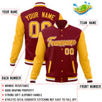 Custom Crimson Gold Full-Snap Varsity Raglan Sleeves Letterman Baseball Jacket