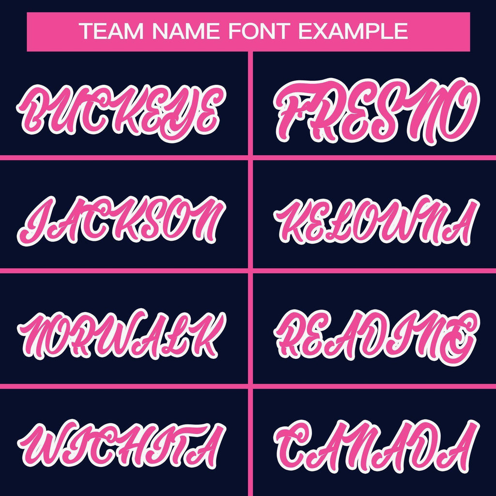 Custom Navy Pink Full-Snap Varsity Raglan Sleeves Letterman Baseball Jacket