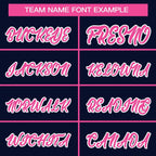 Custom Navy Pink Full-Snap Varsity Raglan Sleeves Letterman Baseball Jacket