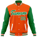 Custom Orange Kelly Green Varsity Full-Snap Raglan Sleeves Letterman Baseball Jacket