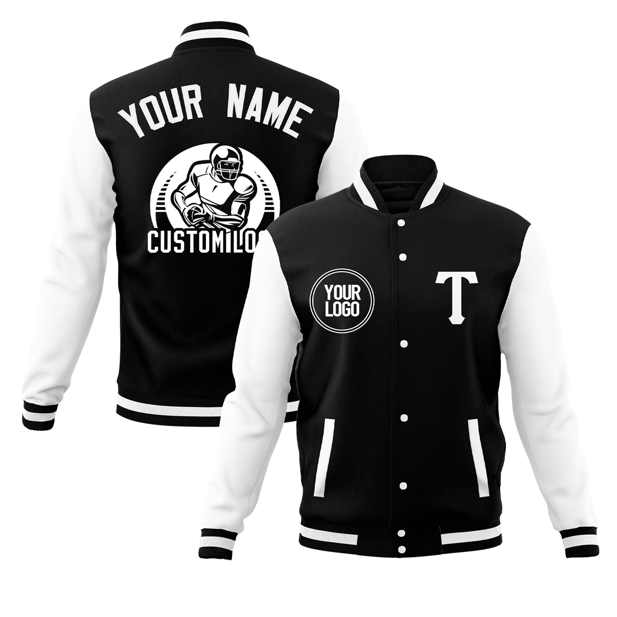 Custom Cotton Blend Baseball Jackets Varsity Letterman Full-Snap Coats for Adults