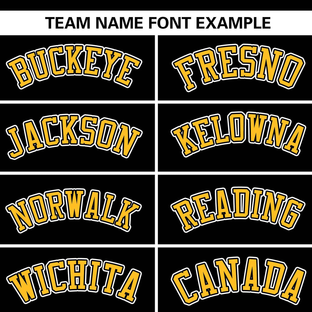 Custom Black Gold Classic Style Varsity Full-Zip Letterman Baseball Jacket