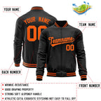 Custom Black Orange Classic Style Varsity Full-Zip Letterman Baseball Jacket