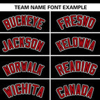 Custom Black Red-White Varsity Full-Zip Letterman Bomber Jacket