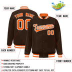 Custom Brown Orange-White Classic Style Varsity Full-Snap Letterman Jacket