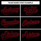 Custom Black Black-Red Classic Style Varsity Full-Snap Letterman Jacket