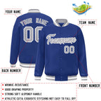 Custom Royal Gray-White Classic Style Varsity Full-Snap Letterman Jacket