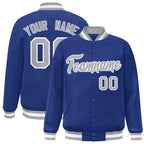 Custom Royal Gray-White Classic Style Varsity Full-Snap Letterman Jacket
