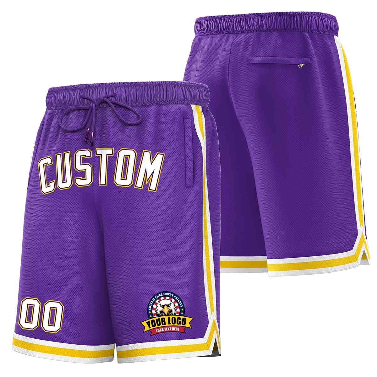 Custom Purple White-Gold Classic Style Basketball Mesh Shorts Main image