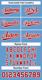 Custom Light Blue Red-White Classic Tops Basketball Jersey