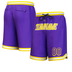 Custom Purple Yellow-White Personalized Basketball Shorts