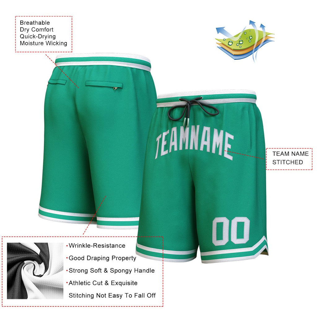 Custom Hunter Green White Personalized Basketball Shorts