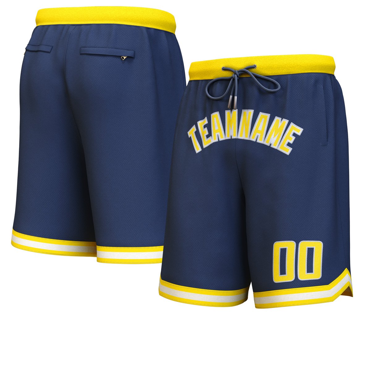 Custom Navy Yellow-White Personalized Basketball Shorts Main image