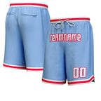Custom Light Blue White-Red Personalized Basketball Shorts