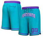 Custom Teal White-Purple Personalized Basketball Shorts