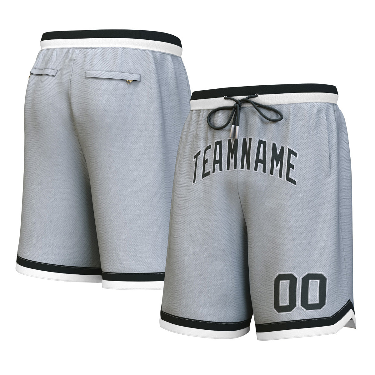 Custom Gray Black-White Personalized Basketball Shorts Main image