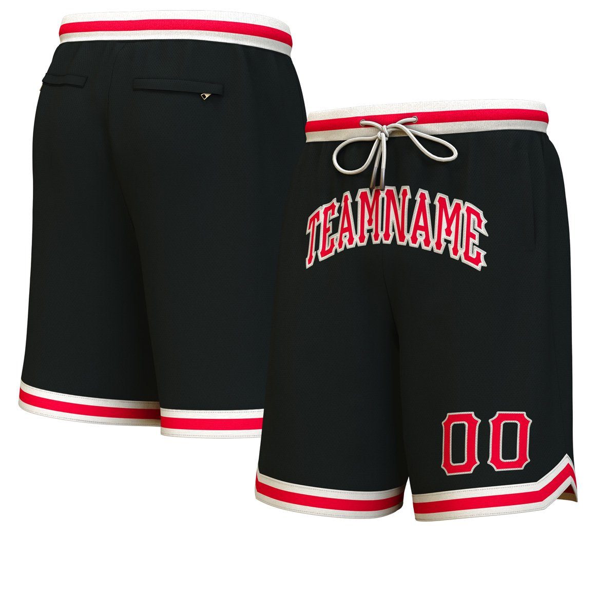 Custom Black Red-Cream Personalized Basketball Shorts Main image