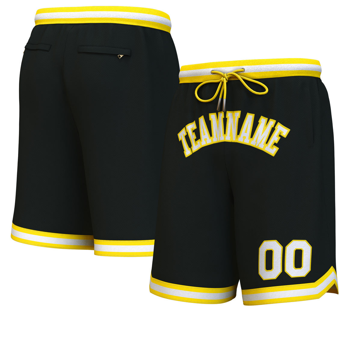 Custom Black Yellow-White Personalized Basketball Shorts Main image