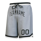 Custom Gray Black-White Personalized Basketball Shorts