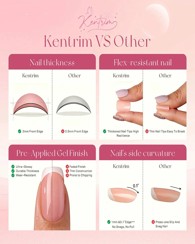 Kentrim Ocean Breeze Almond Medium Press On Nails