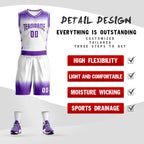 Custom Purple White Purple Gradient Fashion Sets Basketball Jersey