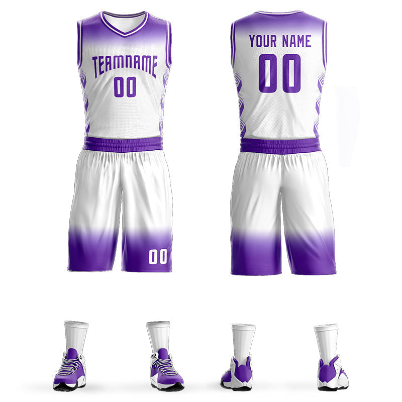 Custom Purple White Purple Gradient Fashion Sets Basketball Jersey Main image