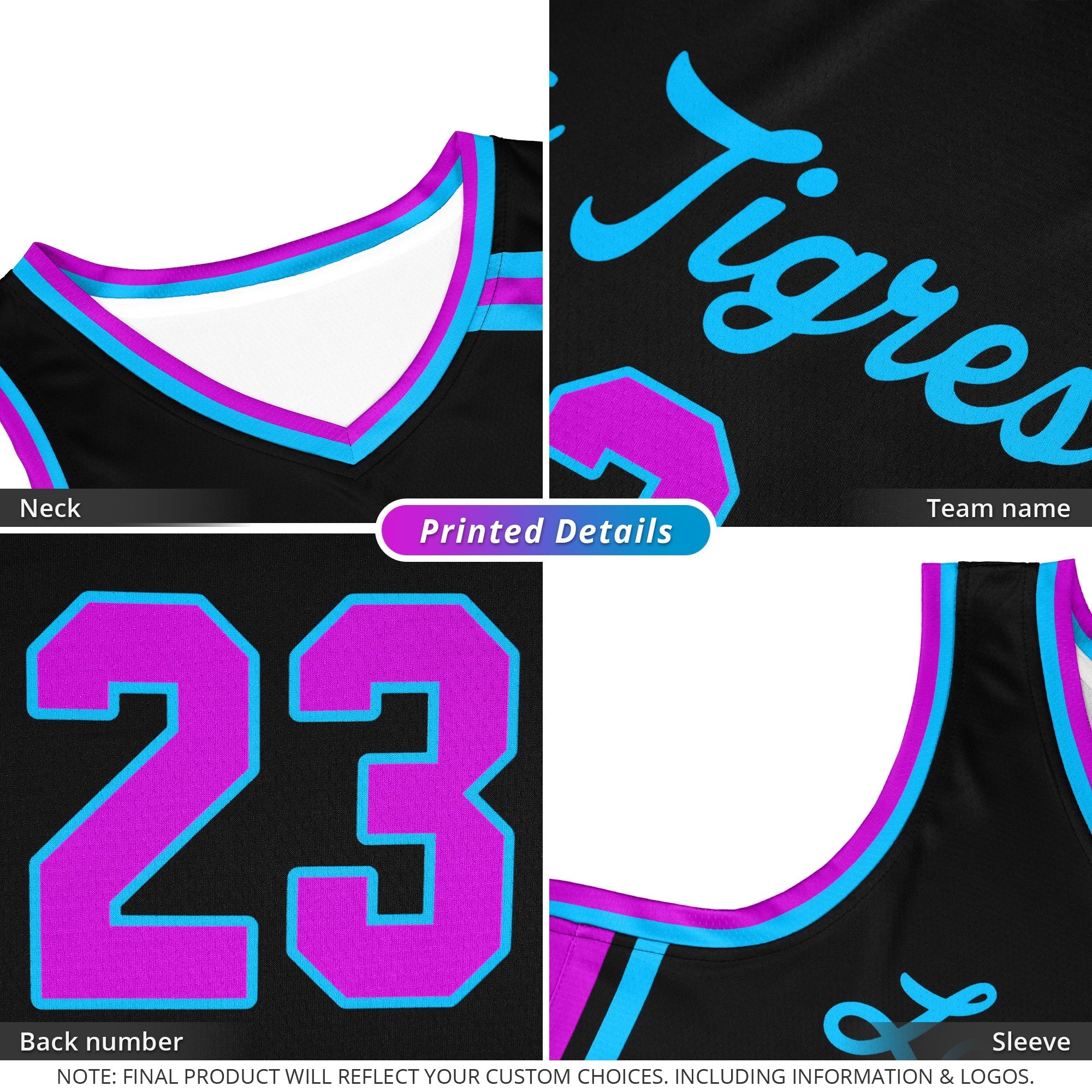 Custom Black Powder Blue Classic Tops Mesh Basketball Jersey Secondary image