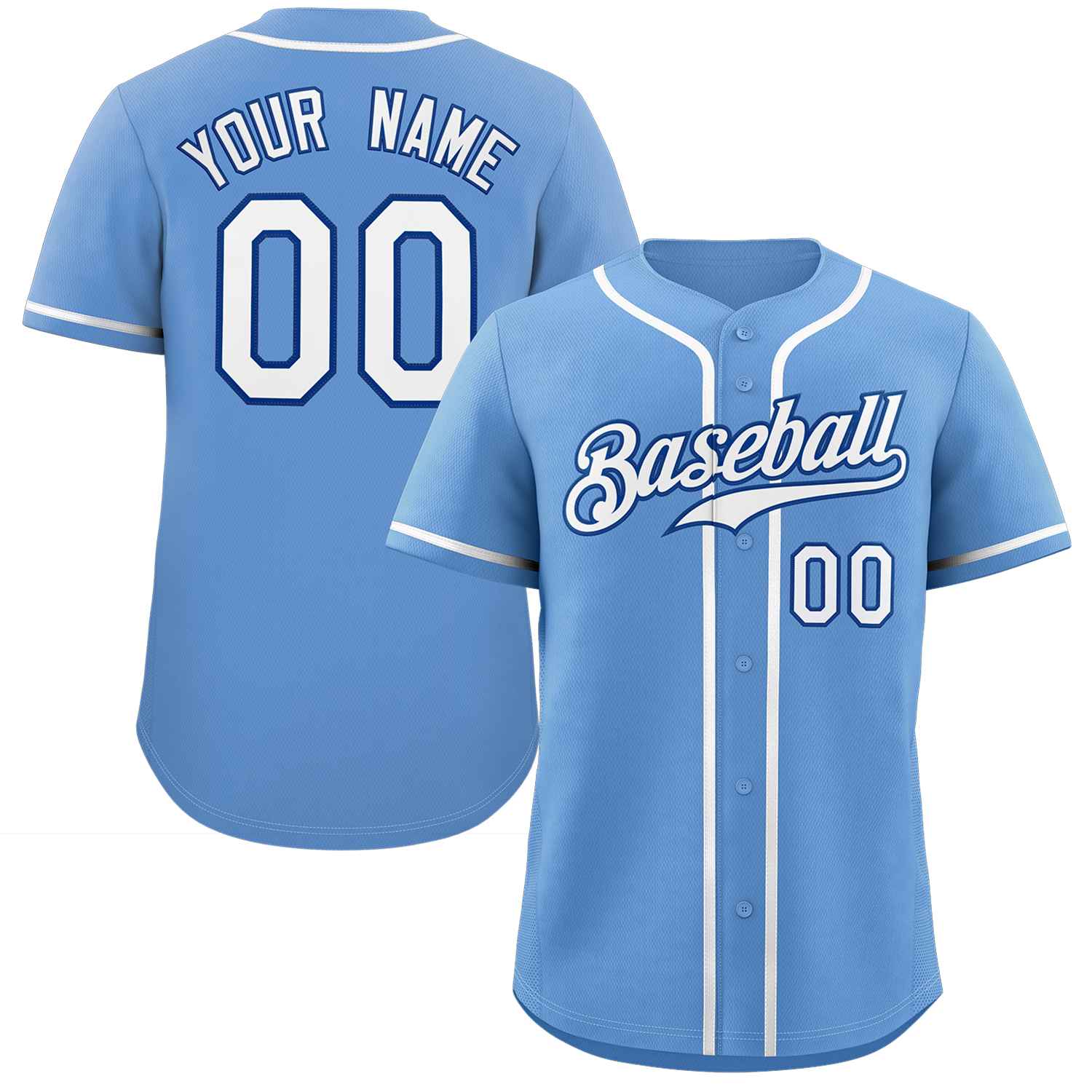 Custom Light Blue White-Royal Classic Style Authentic Baseball Jersey Main image