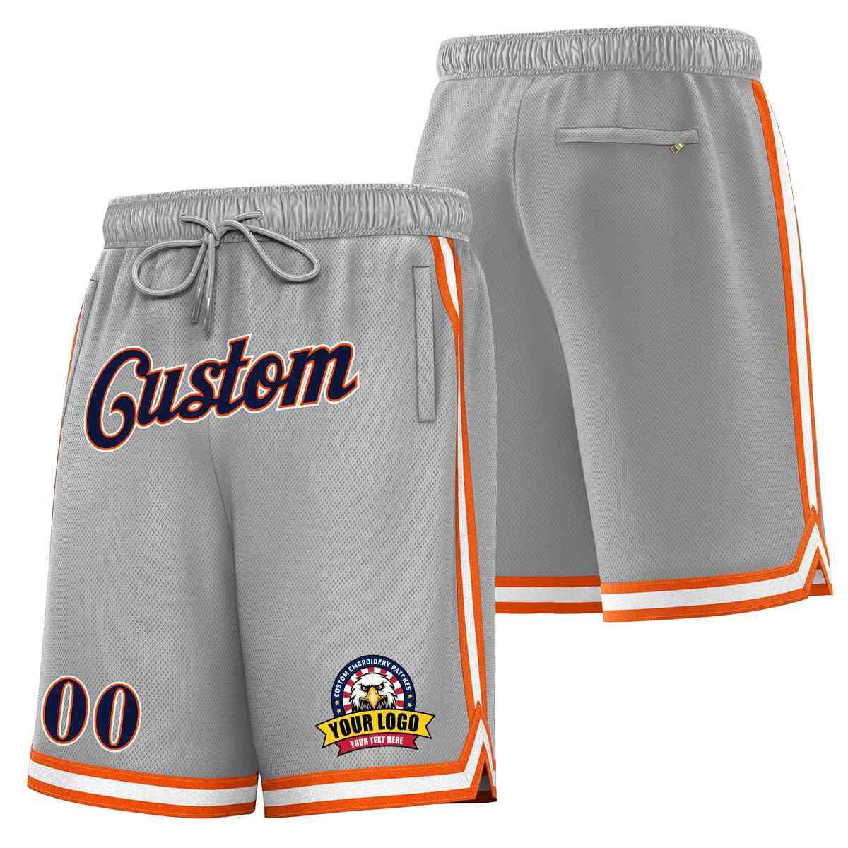 Custom Gray Navy-White Classic Style Basketball Mesh Shorts Main image