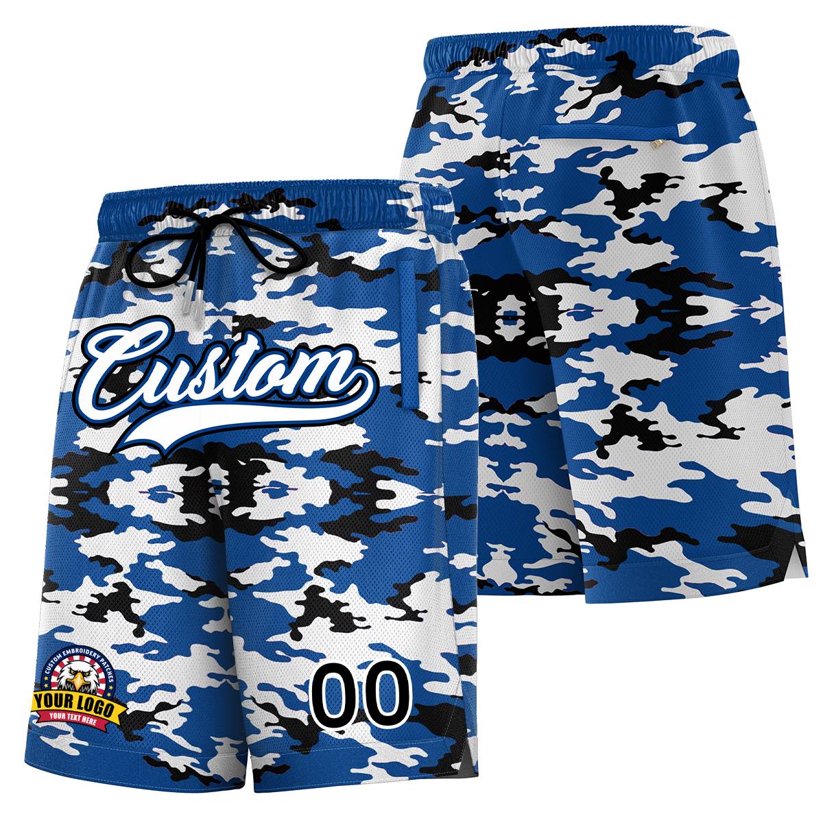 Custom Royal White Royal Camo Basketball Shorts Main image