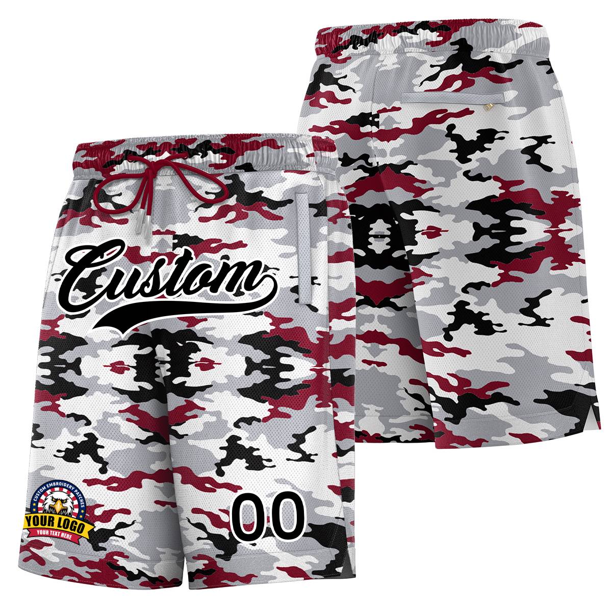 Custom White Black White Camo Basketball Shorts Main image