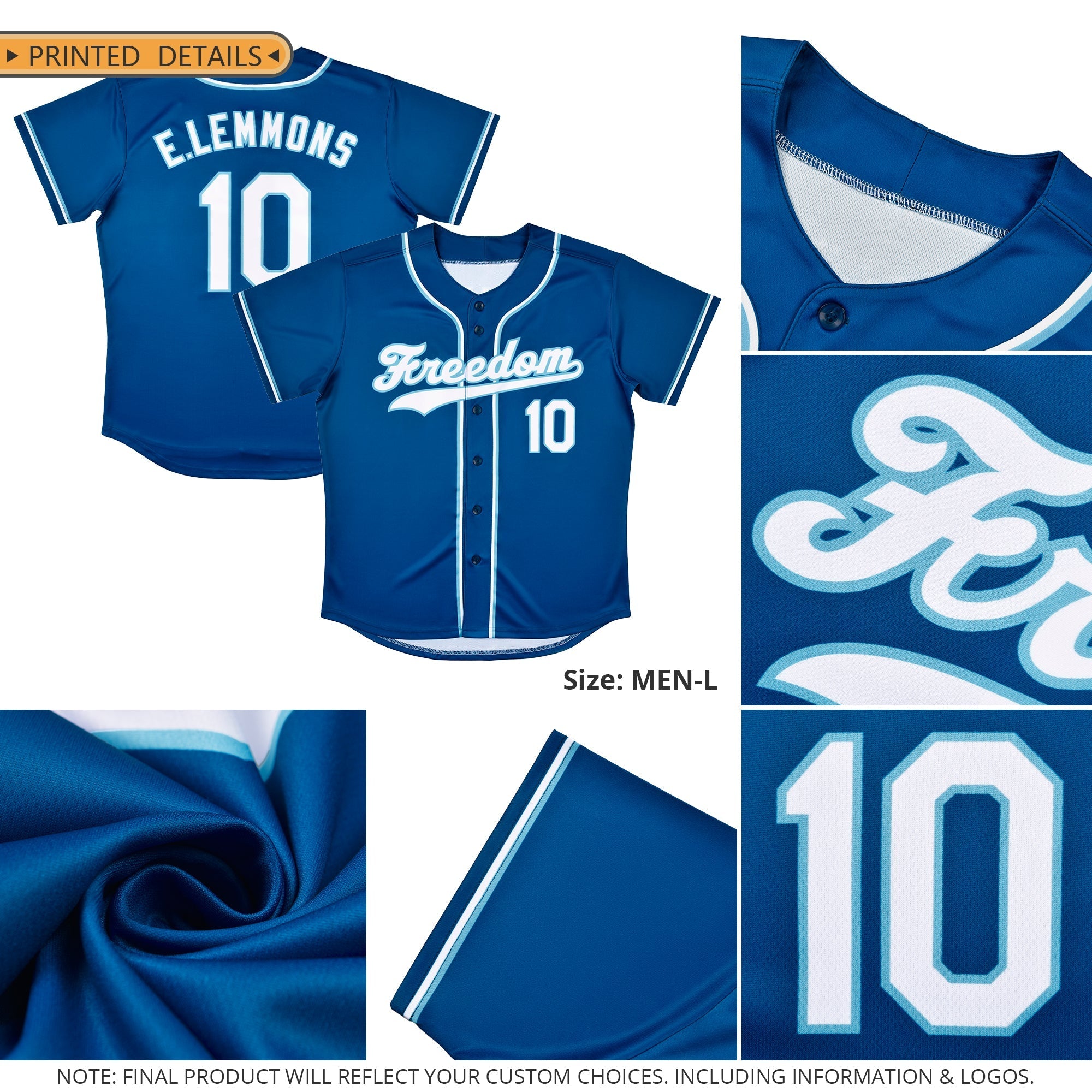 Custom Royal White-Light Blue Hook Classic Style Authentic Baseball Jersey Secondary image