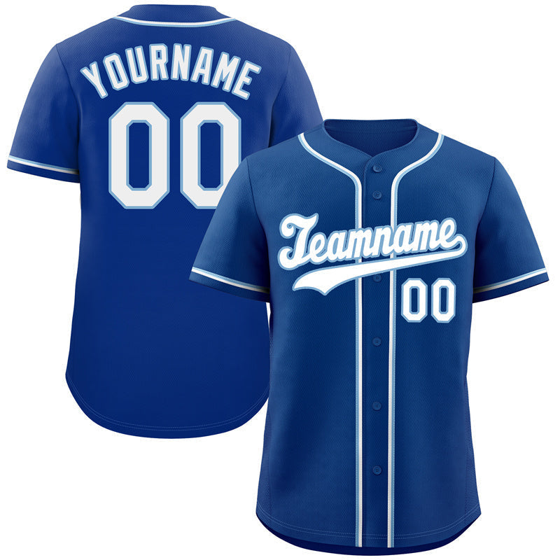 Custom Royal White-Light Blue Hook Classic Style Authentic Baseball Jersey Main image
