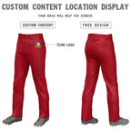 Custom Red Black Pinstripe Fit Stretch Practice Loose-fit Baseball Pants