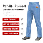 Custom Light Blue White Pinstripe Fit Stretch Practice Loose-fit Baseball Pants