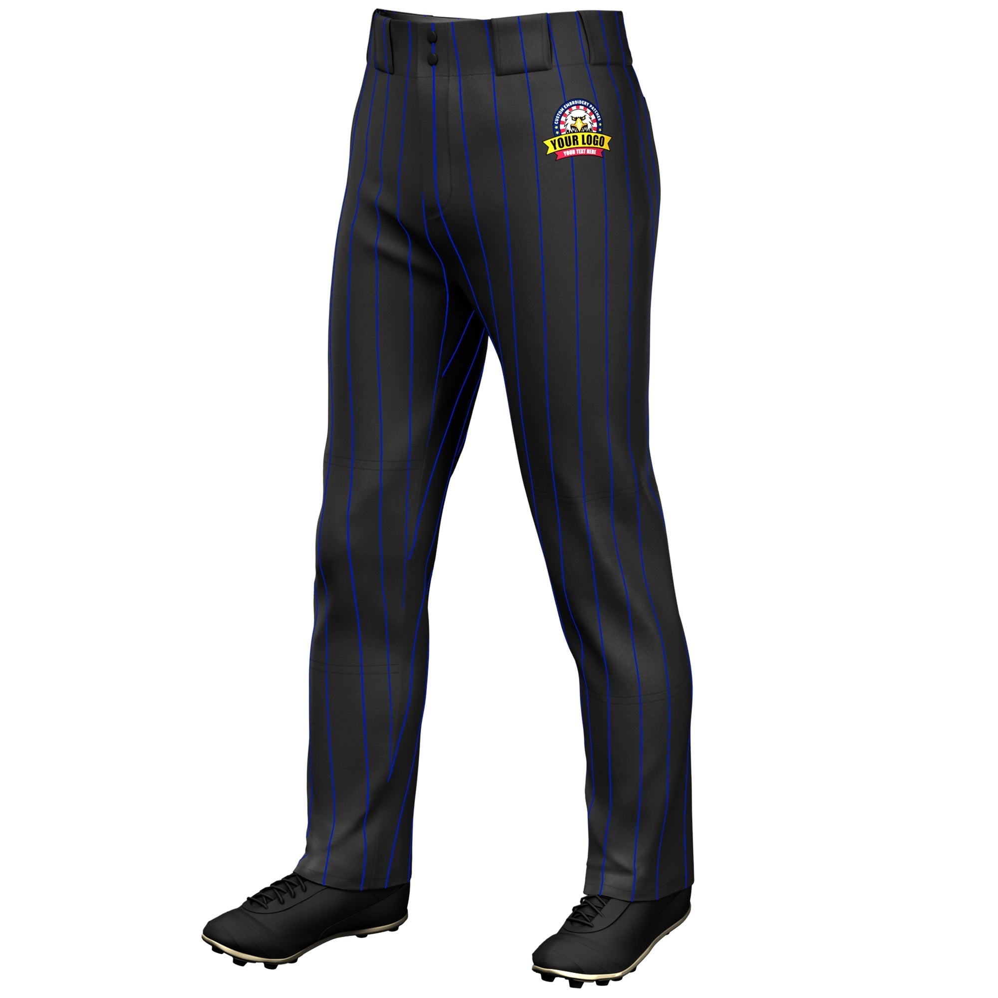 Custom Black Royal Pinstripe Fit Stretch Practice Loose-fit Baseball Pants Main image