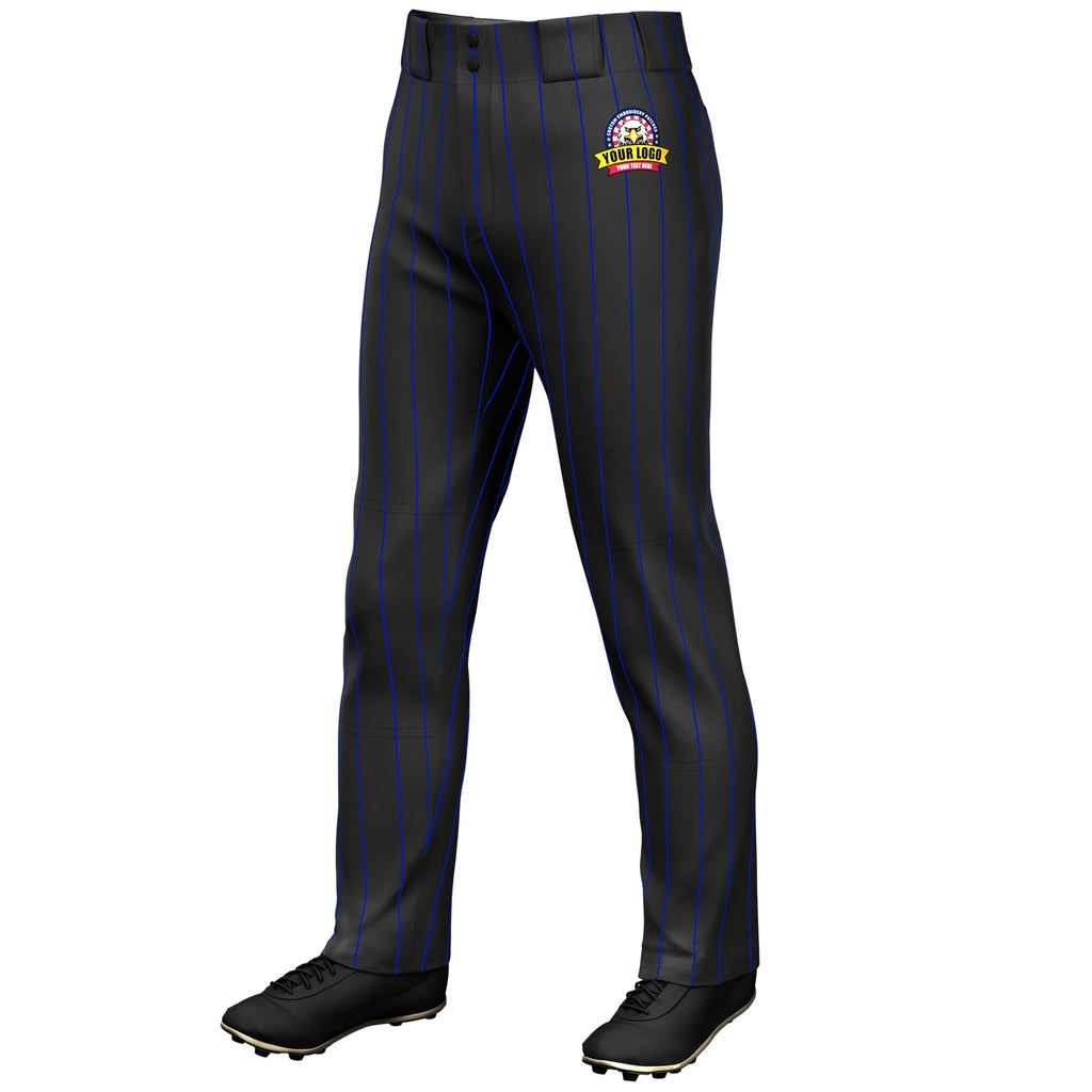 Custom Black Royal Pinstripe Fit Stretch Practice Loose-fit Baseball Pants