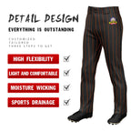 Custom Black Orange Pinstripe Fit Stretch Practice Loose-fit Baseball Pants