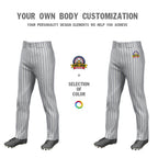 Custom Gray Navy Pinstripe Fit Stretch Practice Loose-fit Baseball Pants