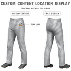Custom Gray Navy Pinstripe Fit Stretch Practice Loose-fit Baseball Pants