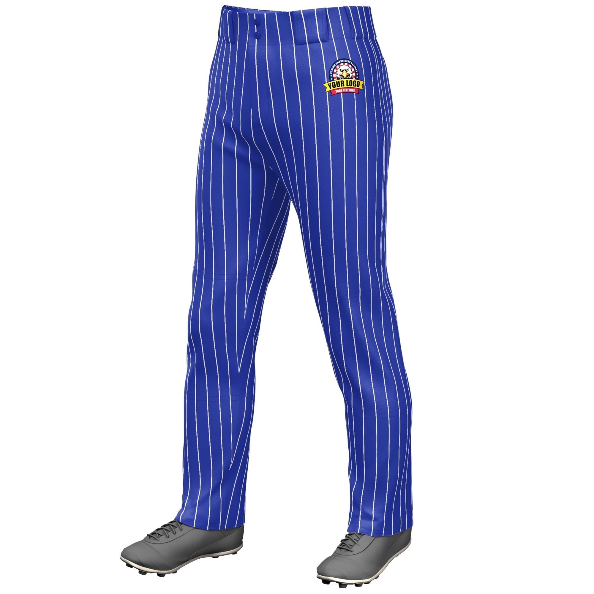 Custom Royal White Pinstripe Fit Stretch Practice Loose-fit Baseball Pants Main image