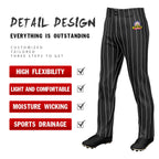 Custom Black White Pinstripe Fit Stretch Practice Loose-fit Baseball Pants
