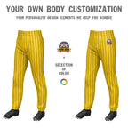 Custom Yellow Black Pinstripe Fit Stretch Practice Pull-up Baseball Pants