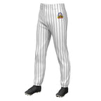 Custom White Black Pinstripe Fit Stretch Practice Pull-up Baseball Pants