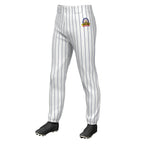 Custom White Navy Pinstripe Fit Stretch Practice Pull-up Baseball Pants