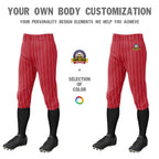 Custom Red White Pinstripe Fit Stretch Practice Knickers Baseball Pants
