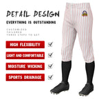 Custom White Red Pinstripe Fit Stretch Practice Knickers Baseball Pants