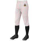 Custom White Red Pinstripe Fit Stretch Practice Knickers Baseball Pants